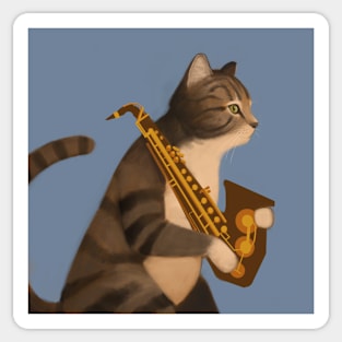 Musical Cat with Saxophone Sticker